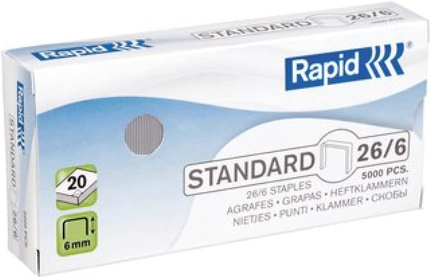 Rapid 23/10mm Standard Staples, For Stapling 40-70 Sheets, Use with Heavy Duty Staplers, Galvanised Wire, Box of 1000, 24869300