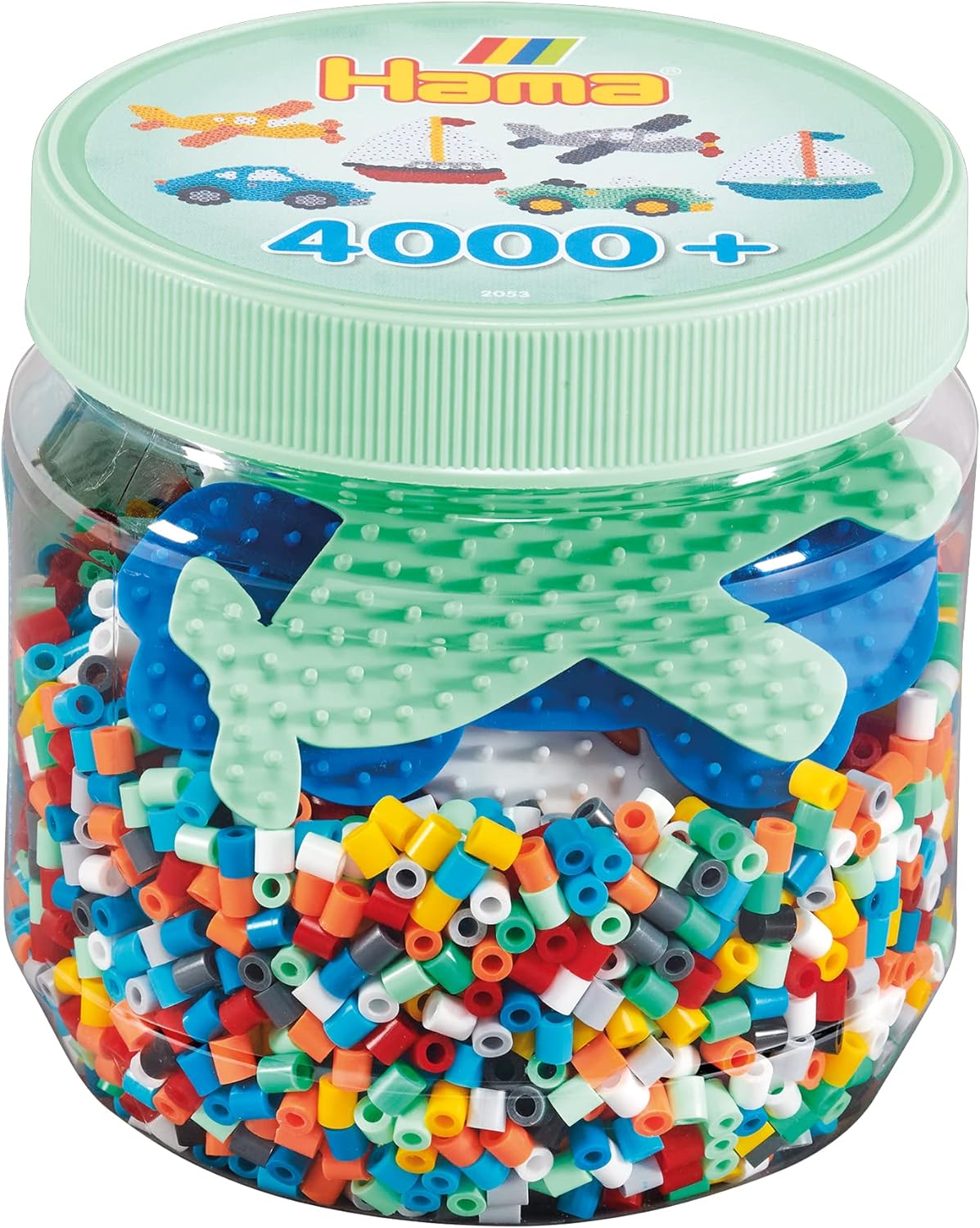Hama - Pot Vert 4000 perles + 3 plaques - Perles à repasser taille Midi - Loisirs créatifs 2053