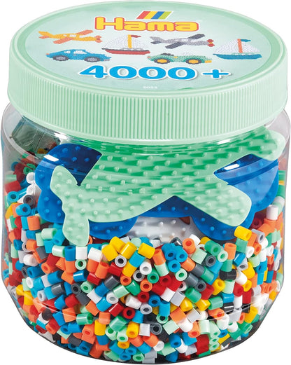 Hama - Pot Vert 4000 perles + 3 plaques - Perles à repasser taille Midi - Loisirs créatifs 2053