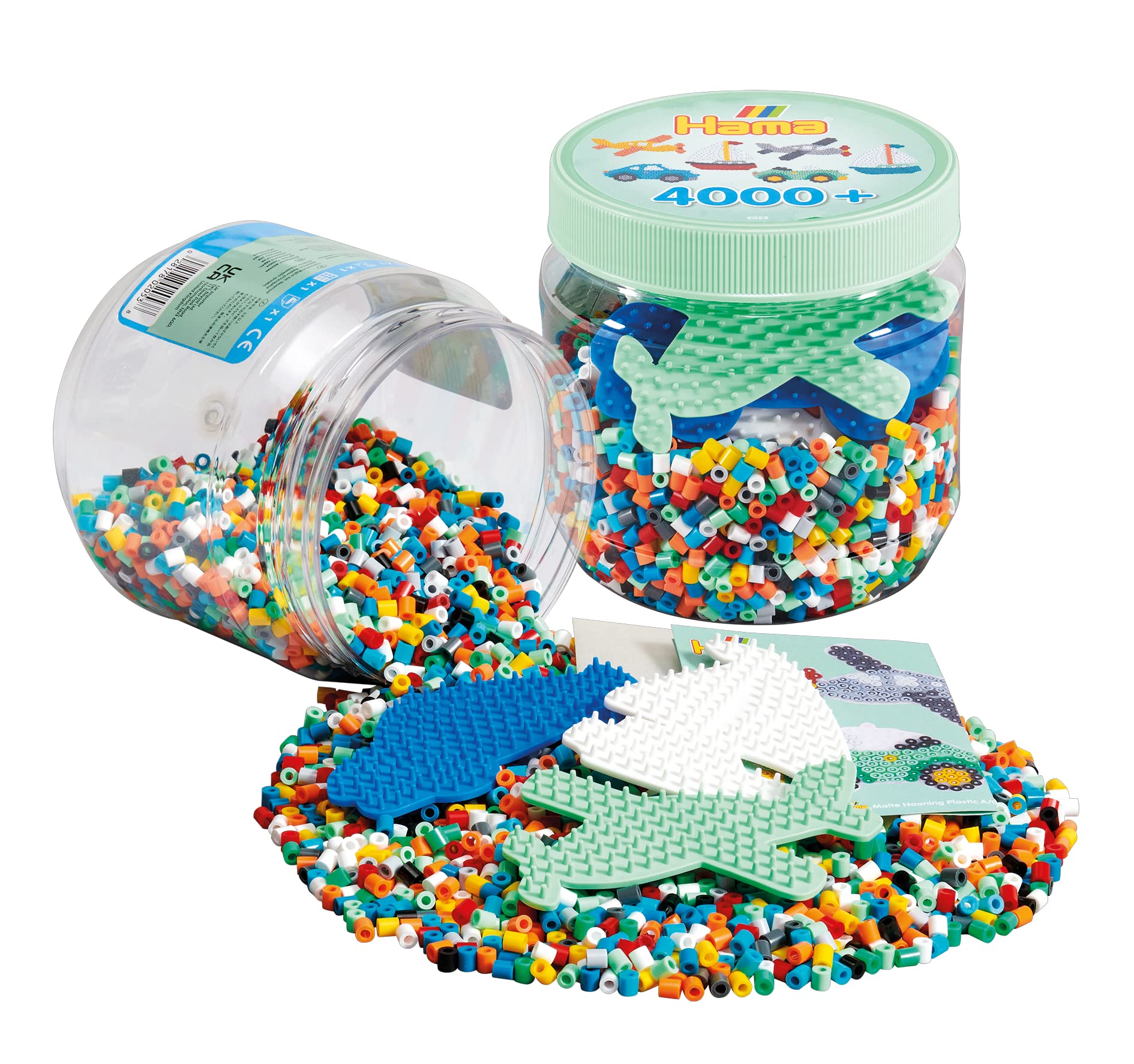 Hama - Pot Vert 4000 perles + 3 plaques - Perles à repasser taille Midi - Loisirs créatifs 2053