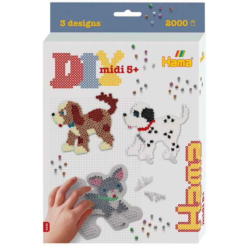 Hama - Boite Chien et Chat - 2000 Perles et 2 plaques - Perles à Repasser Taille Midi - Loisirs créatifs