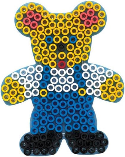 Hama Perlen 8101 Peg Plates Set of 2 for Maxi Ironing Beads with Diameter 10 mm, Teddy Bear and Dinosaur Motifs in Transparent, Creative Craft Fun for Children and Teenagers Teddy and dino