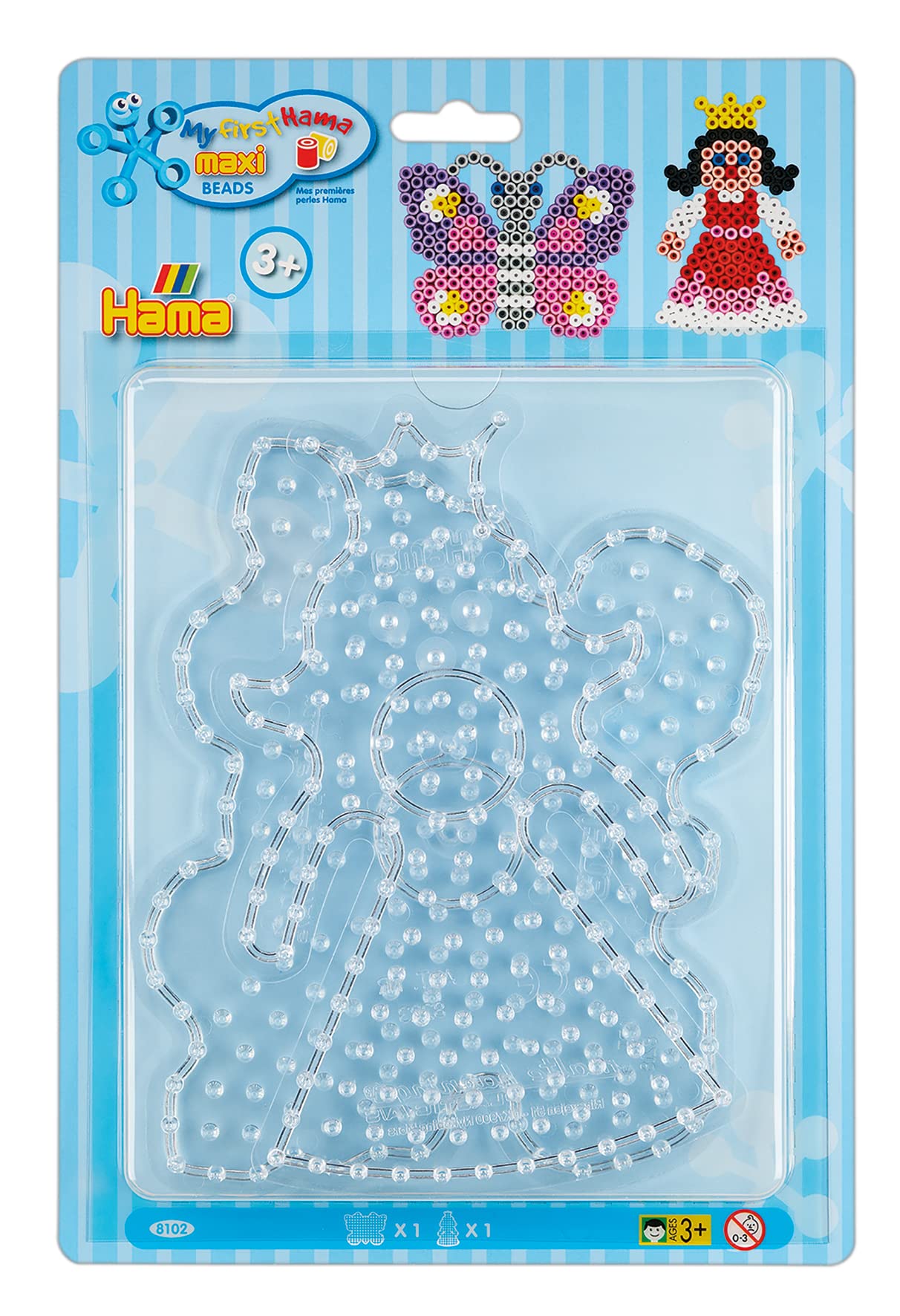 HAMA - Blister Pack of 2 Butterfly and Princess Plates for Ironing Beads - Arts and Crafts Butterfly & Princess