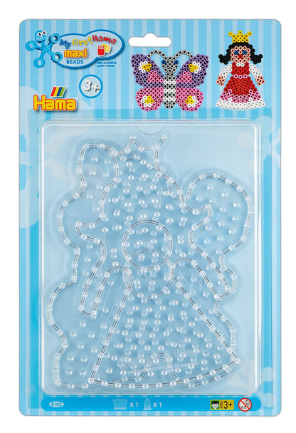 HAMA - Blister Pack of 2 Butterfly and Princess Plates for Ironing Beads - Arts and Crafts Butterfly & Princess