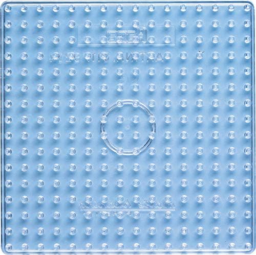 Hama Perlen 8104 Peg Plates Set of 2 for Maxi Ironing Beads with Diameter 10 mm, Motifs Square and Circle in Transparent, Creative Craft Fun for Children and Teenagers