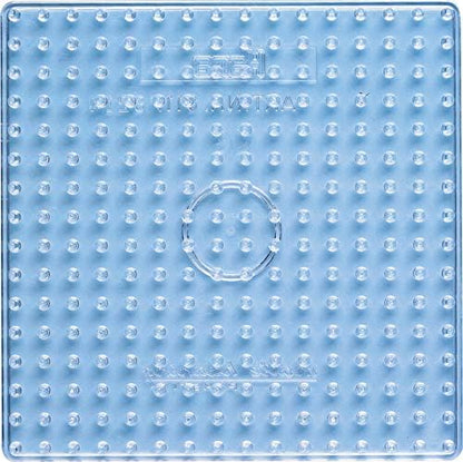 Hama Perlen 8104 Peg Plates Set of 2 for Maxi Ironing Beads with Diameter 10 mm, Motifs Square and Circle in Transparent, Creative Craft Fun for Children and Teenagers