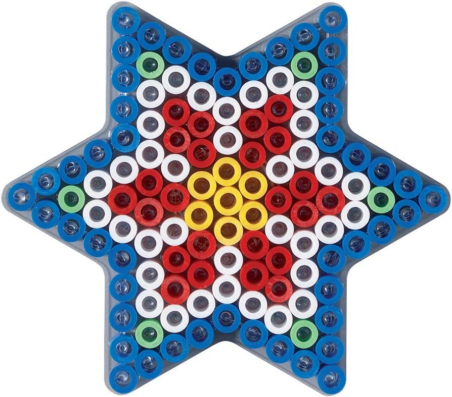 Hama Perlen 8105 Lot de 2 plaques pour Perles à Repasser Maxi d'un diamètre de 10 mm, Motifs cœur et étoile en Transparent, pour s'amuser en bricolant avec Les Enfants et Les Adolescents