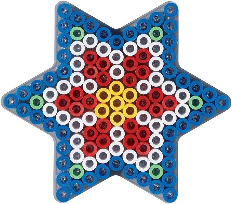 Hama Perlen 8105 Peg Plates Set of 2 for Maxi Ironing Beads with Diameter 10 mm, Heart and Star Motifs in Transparent, Creative Craft Fun for Children and Teenagers