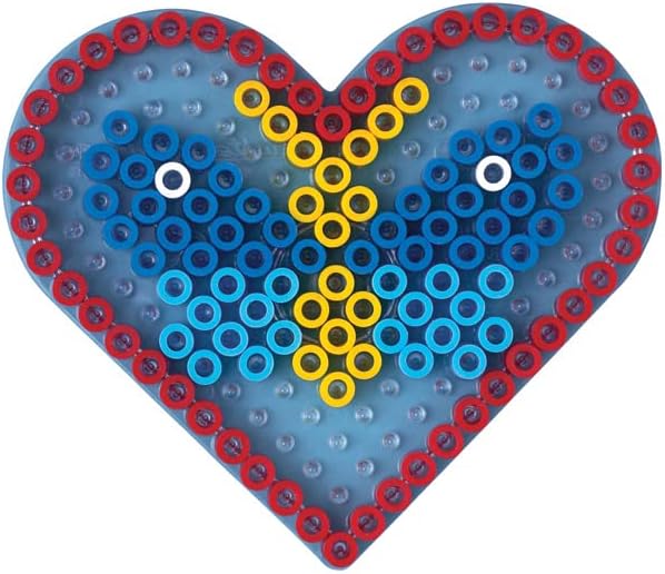 Hama Perlen 8105 Lot de 2 plaques pour Perles à Repasser Maxi d'un diamètre de 10 mm, Motifs cœur et étoile en Transparent, pour s'amuser en bricolant avec Les Enfants et Les Adolescents