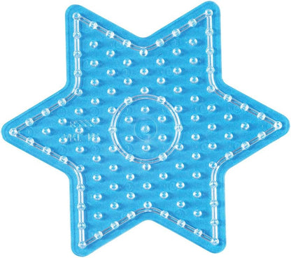 Hama Perlen 8105 Lot de 2 plaques pour Perles à Repasser Maxi d'un diamètre de 10 mm, Motifs cœur et étoile en Transparent, pour s'amuser en bricolant avec Les Enfants et Les Adolescents