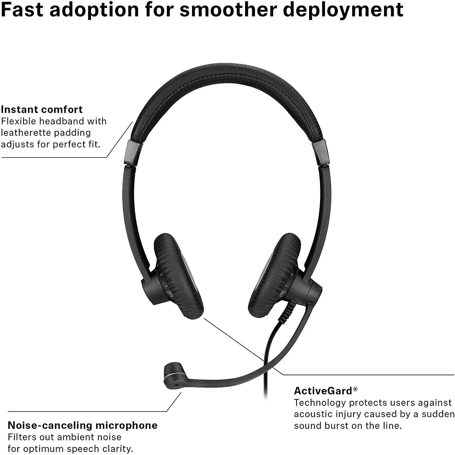 Sennheiser SC 75 USB MS (507086) - Double-Sided Business Headset | For Skype for Business, with Mobile Phone, Tablet, Softphone, and PC | HD Sound & Noise-Cancelling Microphone (Black