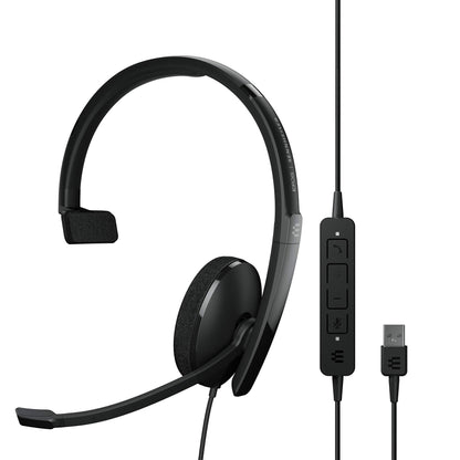 EPOS | Sennheiser Adapt 130 USB II (1000913) - Wired, Single-Sided, UC Optimized Headset with USB Connectivity - Superior Sound - Enhanced Comfort, Call Control - Black