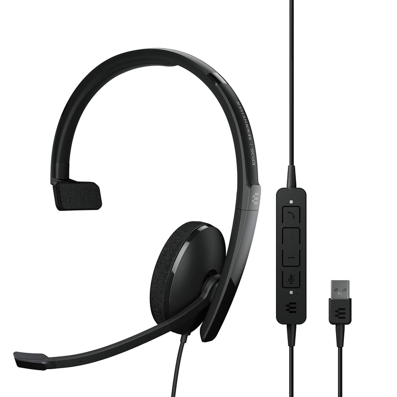 EPOS | Sennheiser Adapt 130 USB II (1000913) - Wired, Single-Sided, UC Optimized Headset with USB Connectivity - Superior Sound - Enhanced Comfort, Call Control - Black