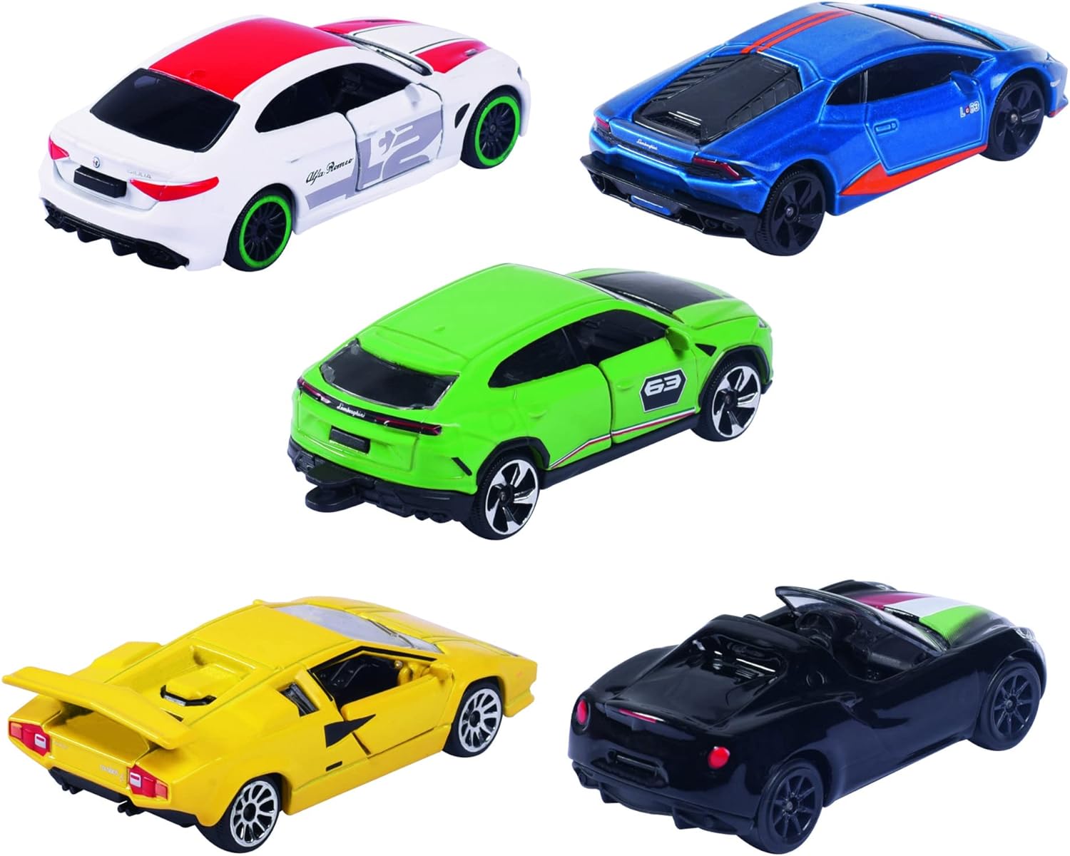 Majorette 212053178 Italian Dream Cars Gift Box-Features Five Premium Model Vehicles from Fiat, Alpha Romeo, and Lamborghini