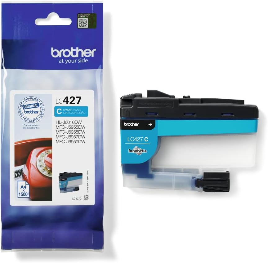 BROTHER LC-427C Inkjet Cartridge, Cyan, Single Pack, Standard Yield, Includes 1 x Inkjet Cartridge, Genuine Supplies