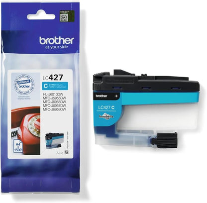 BROTHER LC-427C Inkjet Cartridge, Cyan, Single Pack, Standard Yield, Includes 1 x Inkjet Cartridge, Genuine Supplies