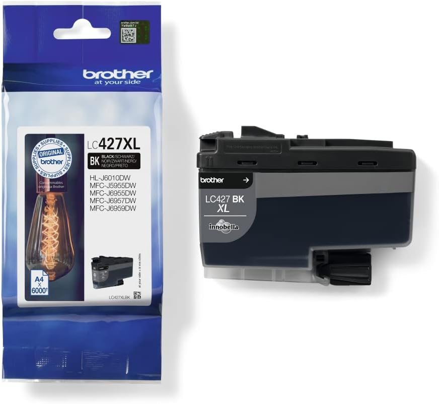 BROTHER LC-427XLBK Inkjet Cartridge, Black, Single Pack, High Yield, Includes 1 x Inkjet Cartridge, Genuine Supplies