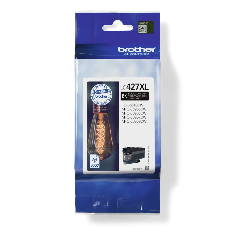 BROTHER LC-427XLBK Inkjet Cartridge, Black, Single Pack, High Yield, Includes 1 x Inkjet Cartridge, Genuine Supplies