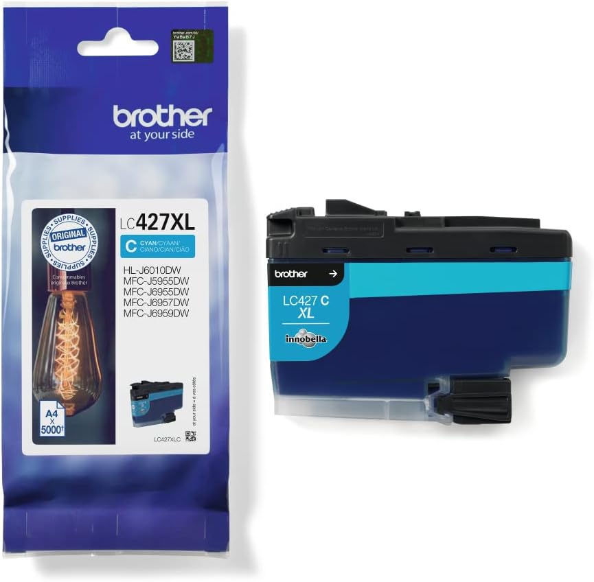 BROTHER LC-427XLC Inkjet Cartridge, Cyan, Single Pack, High Yield, Includes 1 x Inkjet Cartridge, Genuine Supplies