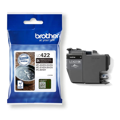 Original Brother LC-422BK Black Ink Cartridge for Approx. 550 Pages for MFC-J5340DW, MFC-J5345DW, MFC-J5740DW, MFC-J6540DW, MFC-J6940DW