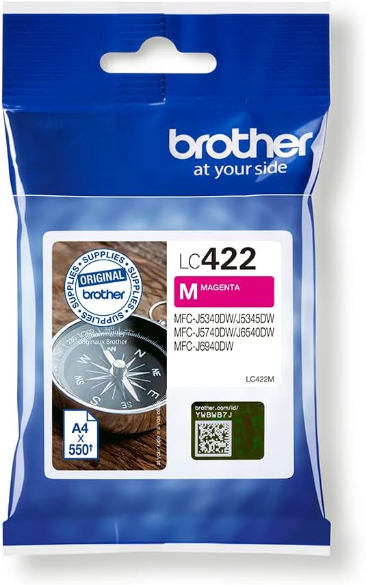 Original Brother LC-422M Magenta Ink Cartridge for Approx. 550 Pages for MFC-J5340DW, MFC-J5345DW, MFC-J5740DW, MFC-J6540DW, MFC-J6940DW