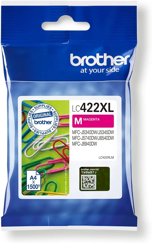 Original Brother LC-422XLM Magenta Ink Cartridge for 1,500 Pages for MFC-J5340DW, MFC-J5345DW, MFC-J5740DW, MFC-J6540DW, MFC-J6940DW