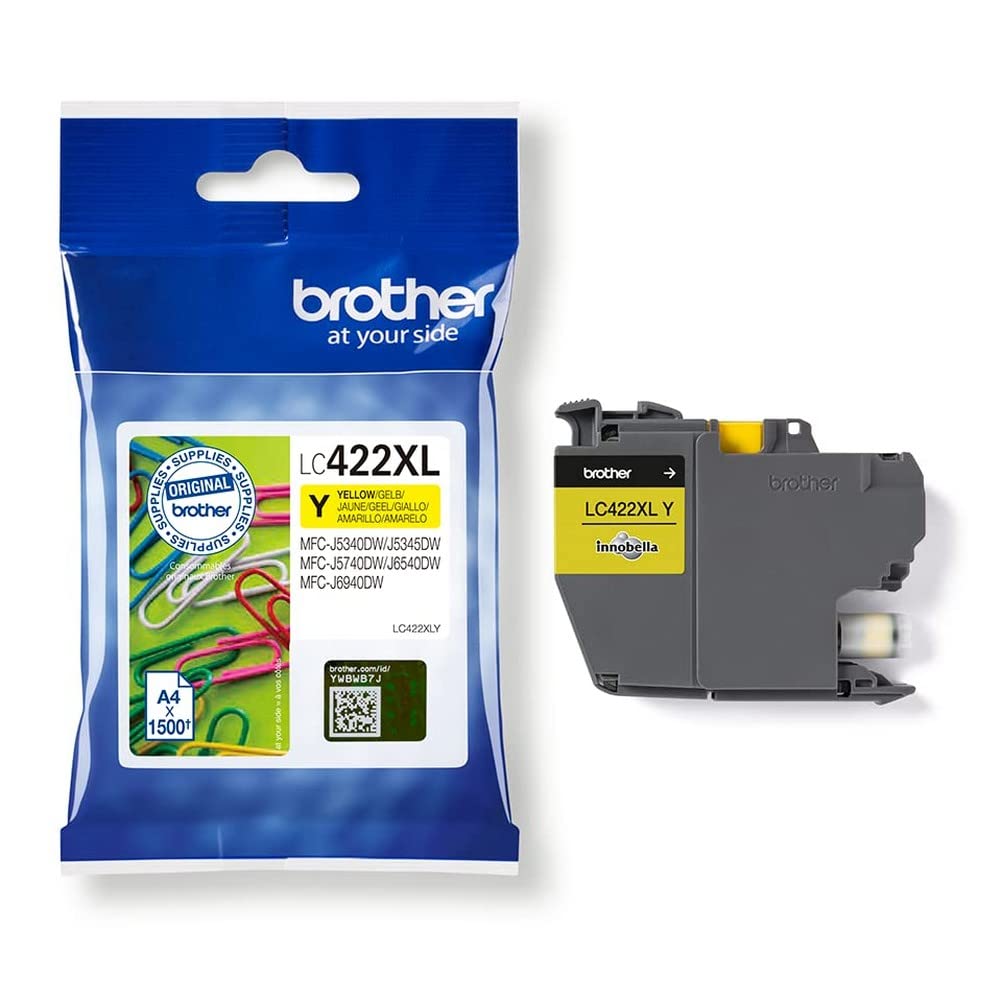 Original Brother LC-422XLY Yellow Ink Cartridge 1,500 Pages for MFC-J5340DW, MFC-J5345DW, MFC-J5740DW, MFC-J6540DW, MFC-J6940DW