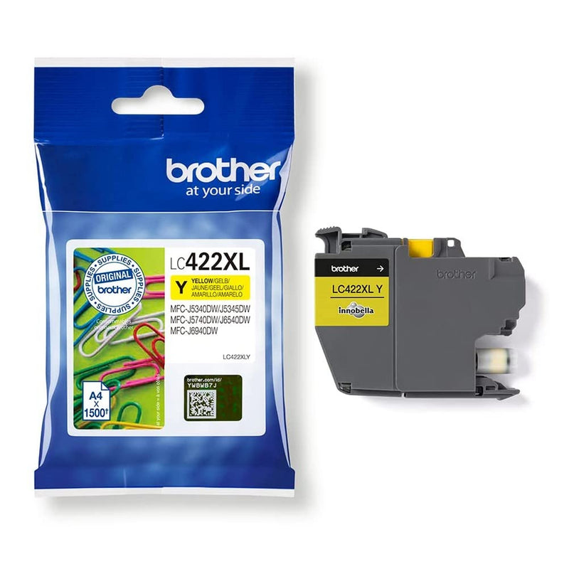 Original Brother LC-422XLY Yellow Ink Cartridge 1,500 Pages for MFC-J5340DW, MFC-J5345DW, MFC-J5740DW, MFC-J6540DW, MFC-J6940DW