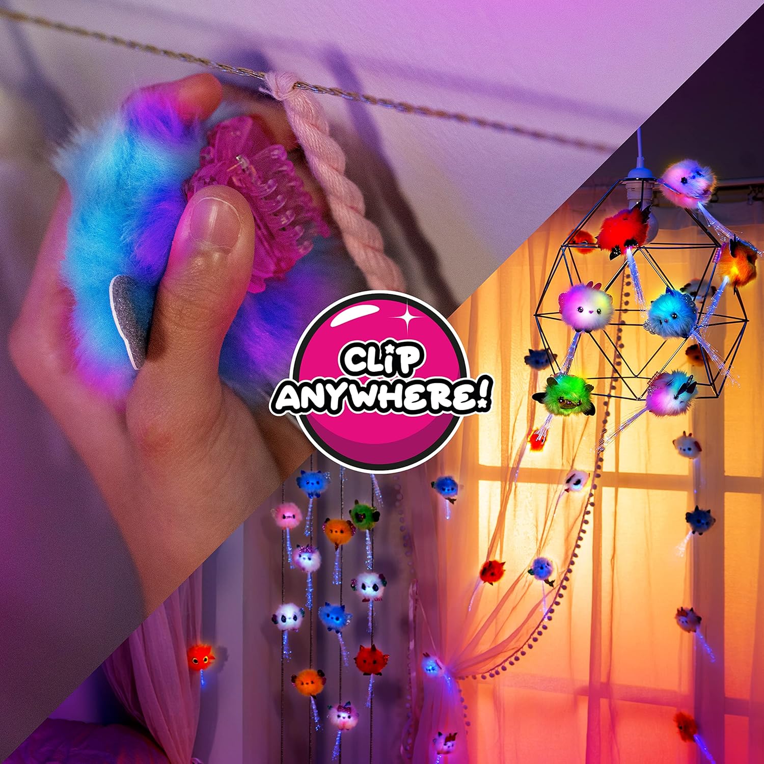 CHIBIES Boom Box - Moonlight | Cute Fluffy Party Pets That Flash to the Beat of Music | Interactive Animal Soft Toy Characters