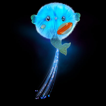 CHIBIES Boom Box - Moonlight | Cute Fluffy Party Pets That Flash to the Beat of Music | Interactive Animal Soft Toy Characters