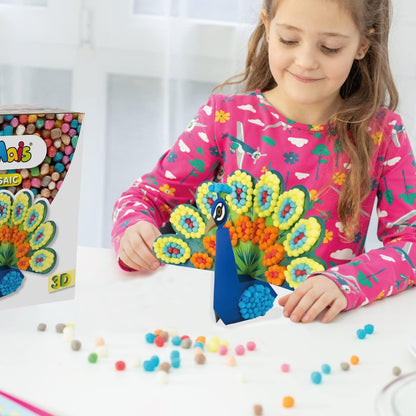 PlayMais Kit créatif 3D paon mosaïque pour enfants à partir de 3 ans | Plus de 2 300 pièces & modèles 3D | Favorise la créativité et la motricité fine | Jouet naturel