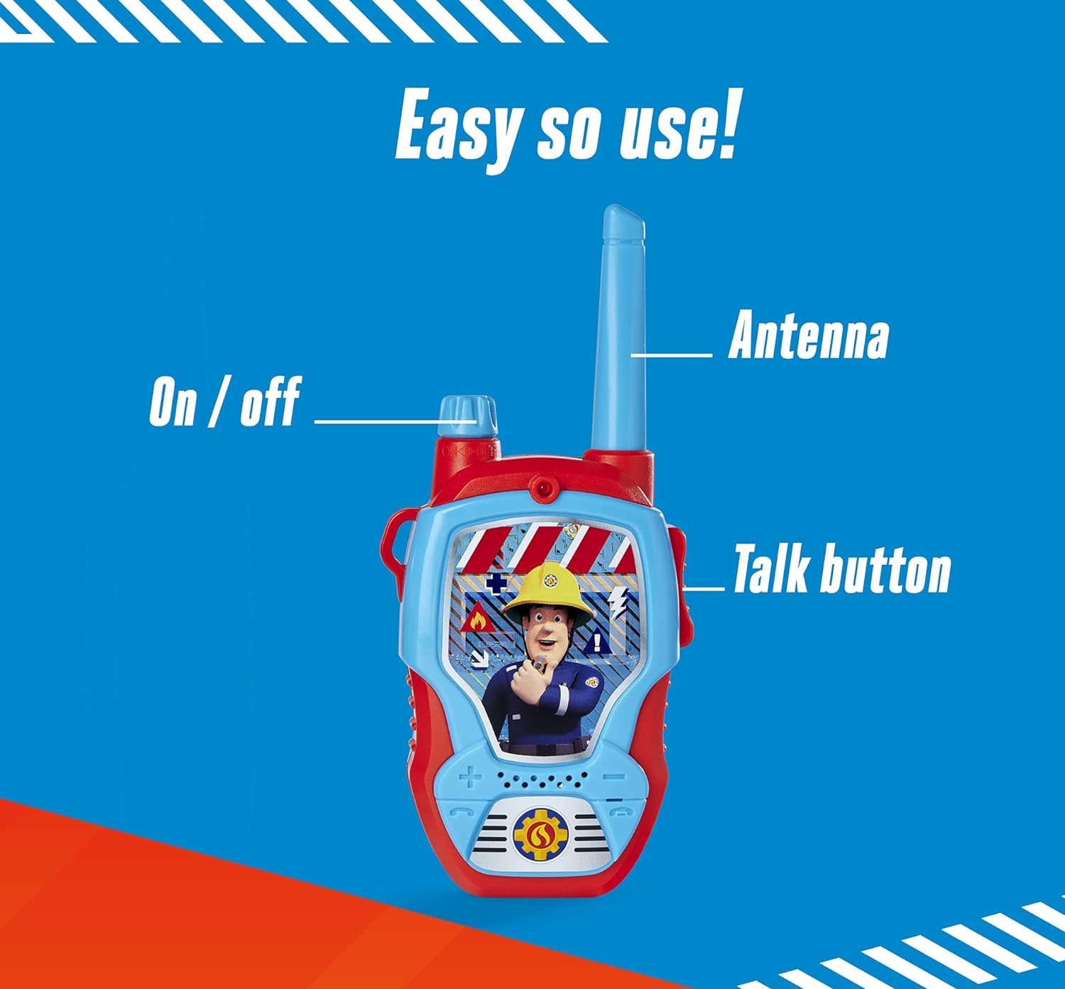 Dickie Toys Fireman Sam Walkie Talkies - 2 Radios, Specially Designed for Children Aged 4 Years and Up to 100 m Range Toy Radios