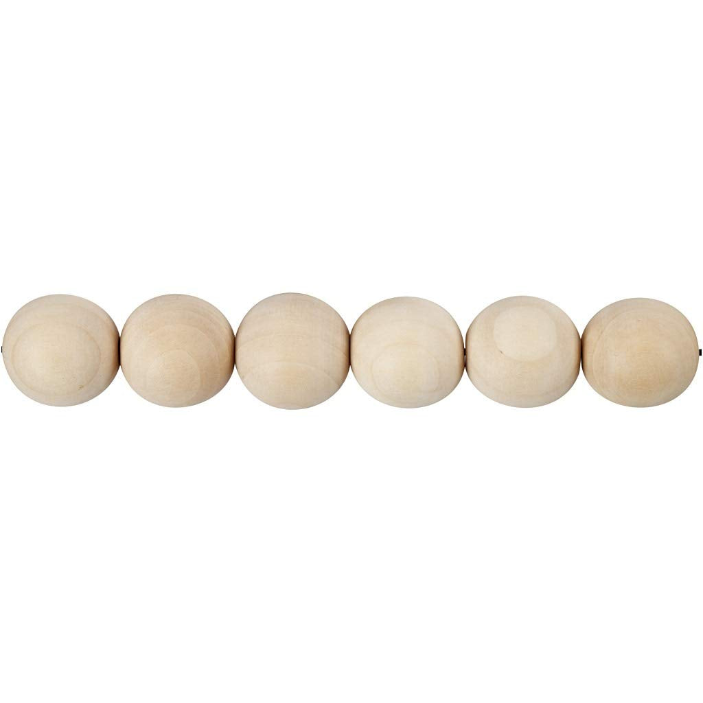 Wooden beads, D: 25 mm, hole size 4,5 mm, china berry, 8pcs