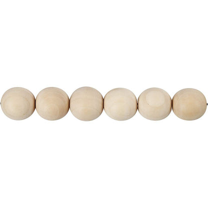 Wooden beads, D: 25 mm, hole size 4,5 mm, china berry, 8pcs