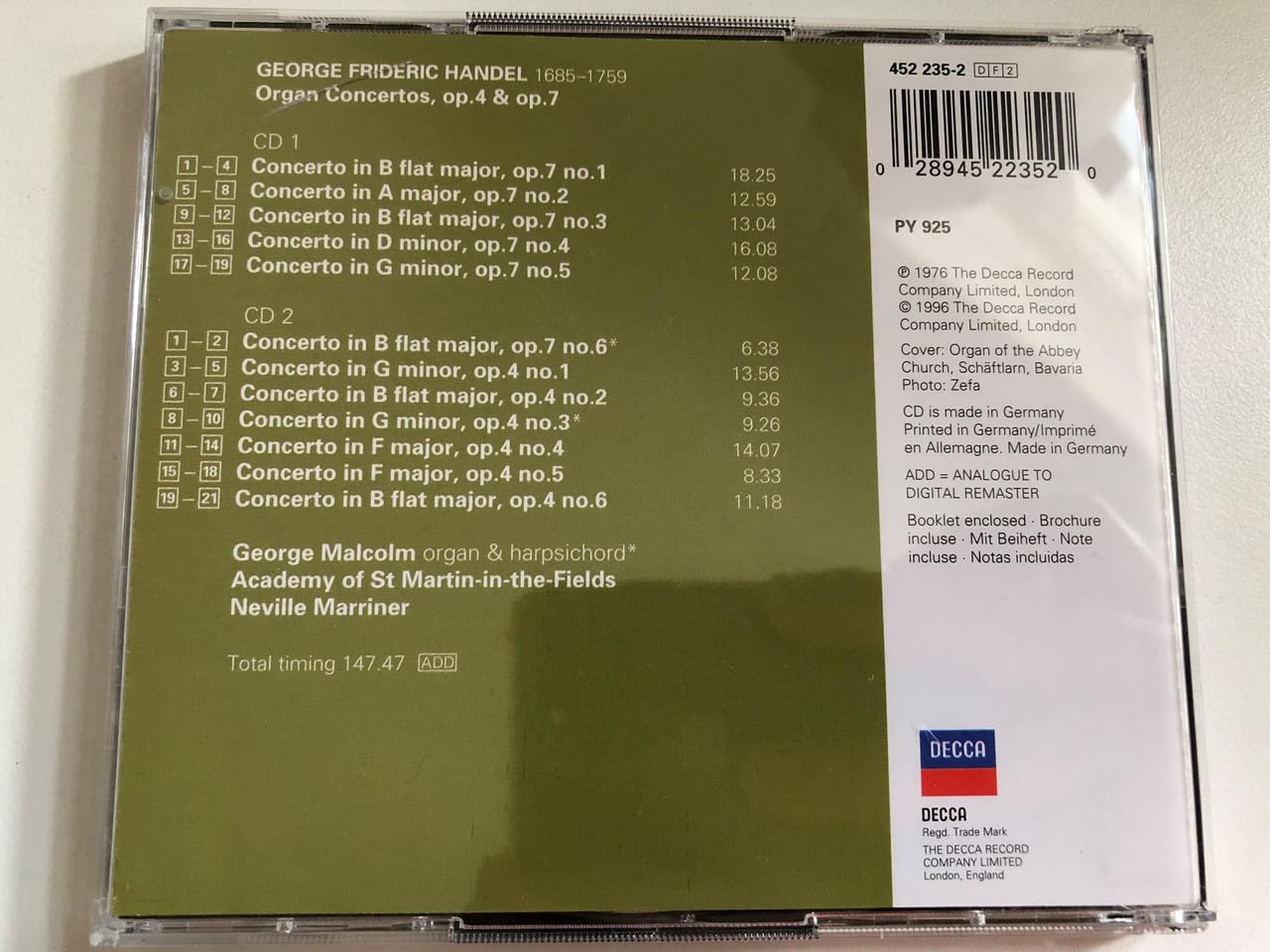 Handel: Organ Concertos Op. 4 & Op. 7