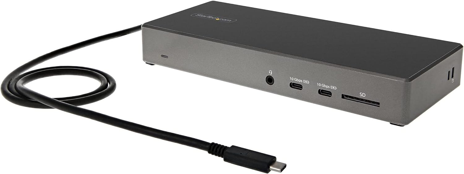 StarTech.com USB C Dock - Triple 4K Monitor USB Type-C Docking Station - 100W Power Delivery - DP 1.4 Alt Mode & DSC, 2x DisplayPort 1.4/HDMI 2.0 - 6xUSB (2x 10Gbps) - Windows/Chrome (DK31C2DHSPDUE