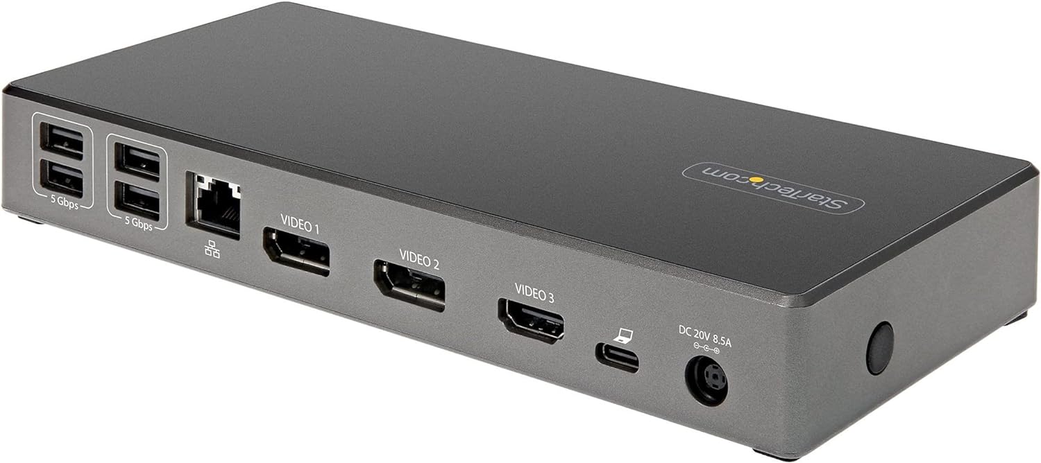 StarTech.com USB C Dock - Triple 4K Monitor USB Type-C Docking Station - 100W Power Delivery - DP 1.4 Alt Mode & DSC, 2x DisplayPort 1.4/HDMI 2.0 - 6xUSB (2x 10Gbps) - Windows/Chrome (DK31C2DHSPDUE