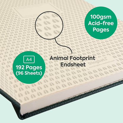 Dingbats - Wildlife Lined Extra Large Notebook, Green Deer, A4 - Hardcover Notebook - Cream 100gsm Ink-Proof Paper - Pocket, Elastic Closure, Pen Holder, & Bookmark