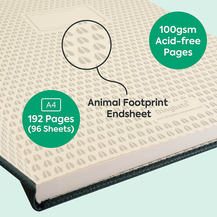 Dingbats - Wildlife Lined Extra Large Notebook, Green Deer, A4 - Hardcover Notebook - Cream 100gsm Ink-Proof Paper - Pocket, Elastic Closure, Pen Holder, & Bookmark