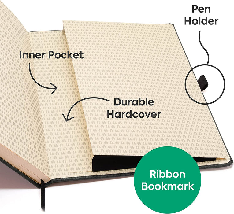 Dingbats - Wildlife Lined Extra Large Notebook, Green Deer, A4 - Hardcover Notebook - Cream 100gsm Ink-Proof Paper - Pocket, Elastic Closure, Pen Holder, & Bookmark
