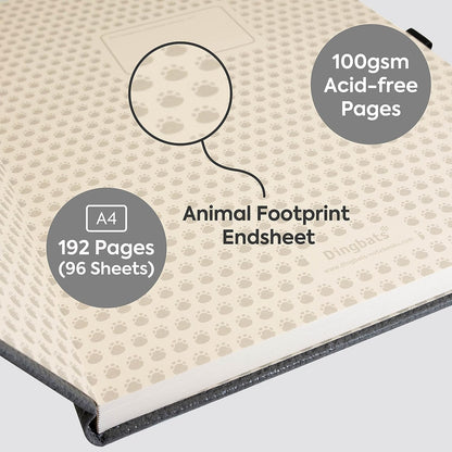 Dingbats - Wildlife Lined Extra Large Notebook, Grey Elephant, A4 - Hardcover - Cream 100gsm Ink-Proof Paper - Includes Elastic Closure & Bookmark