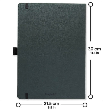 Dingbats - Wildlife Dotted Extra Large Notebook, Green Deer, A4 - Hardcover Notebook - PU Leather - Perforated, Cream 100gsm Ink-Proof Paper - Includes Pocket, Elastic Closure, Pen Holder, & Bookmark