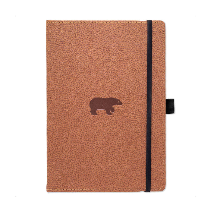 Dingbats - Wildlife Dotted Extra Large Notebook, Brown Bear, A4 - Hardcover Notebook - PU Leather - Perforated, Cream 100gsm Ink-Proof Paper - Includes Pocket, Elastic Closure, Pen Holder, & Bookmark