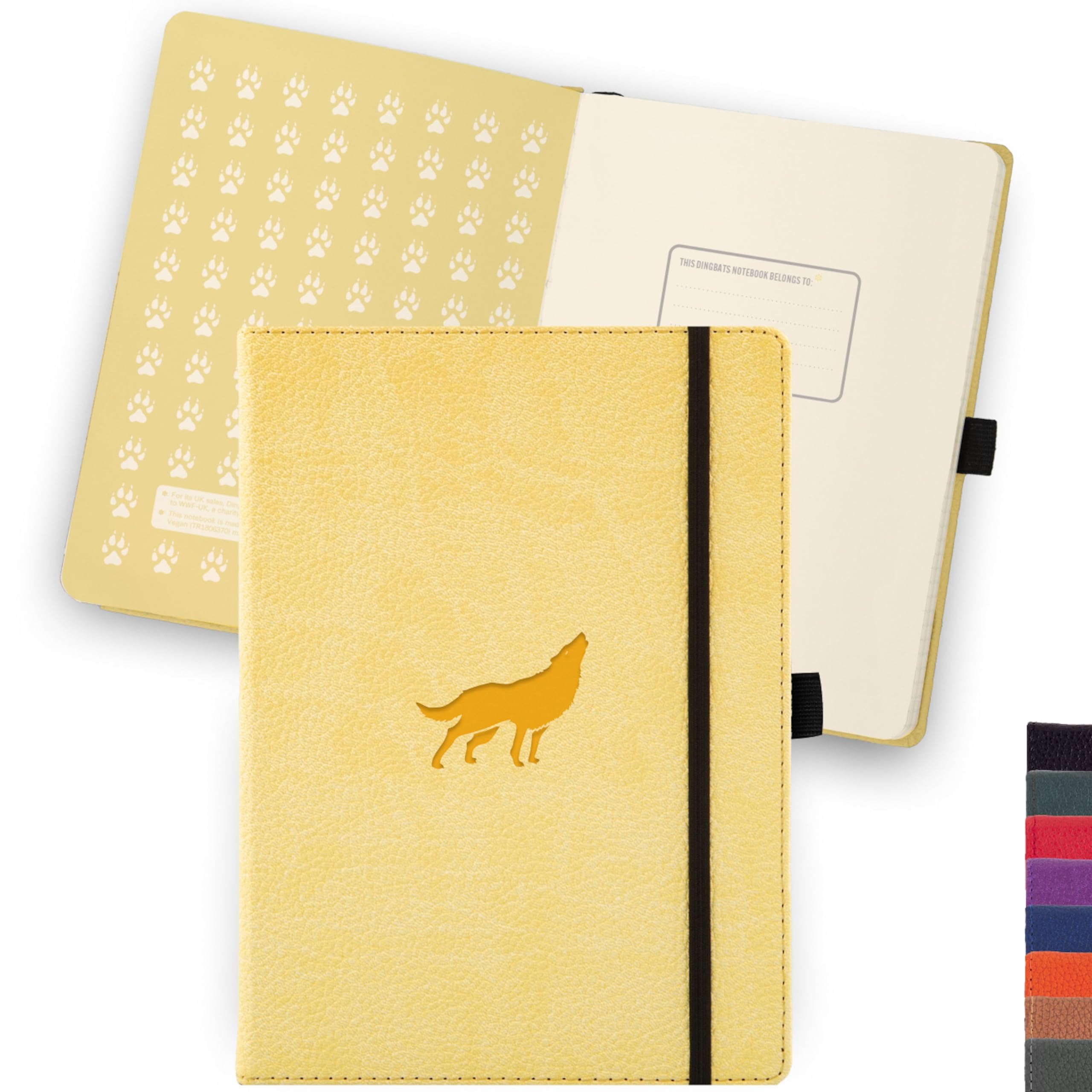 Dingbats* Wildlife Plain Journal A5 - Vegan Leather Hardcover, Ideal for Work, Travel - Pocket, Elastic Closure, Bookmark