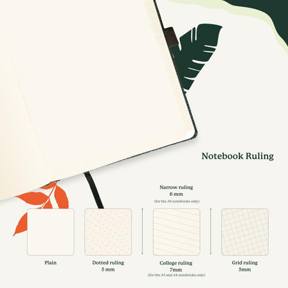 Dingbats* Wildlife Plain Journal A5 - Vegan Leather Hardcover, Ideal for Work, Travel - Pocket, Elastic Closure, Bookmark