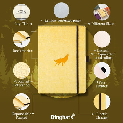 Dingbats* Wildlife A5+ Cream Wolf Notebook - Graph