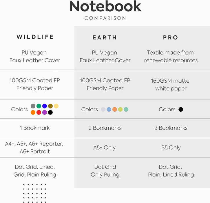 Dingbats* Wildlife A5+ Cream Wolf Notebook - Graph
