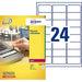 Avery L6146-20 Extra-Strong Adhesive NoPeel Permanent Labels, 24 Labels Per A4 Sheet, white