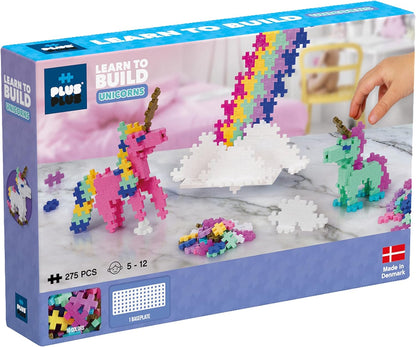 Plus-Plus 3908 Geniales Konstruktionsspielzeug, Learn to Build, Einhörner, Kreativ-Bausteine, 275 Teile