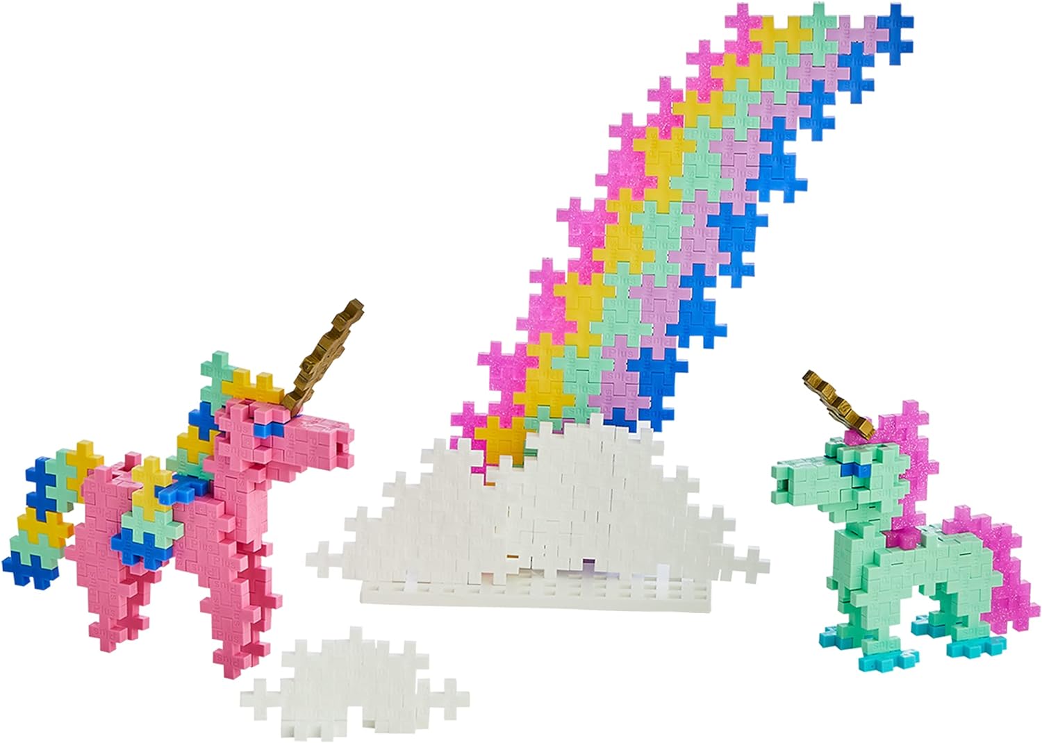 Plus-Plus 3908 Geniales Konstruktionsspielzeug, Learn to Build, Einhörner, Kreativ-Bausteine, 275 Teile
